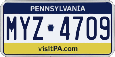 PA license plate MYZ4709