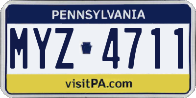 PA license plate MYZ4711