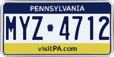 PA license plate MYZ4712