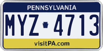 PA license plate MYZ4713