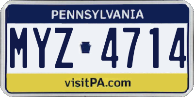 PA license plate MYZ4714
