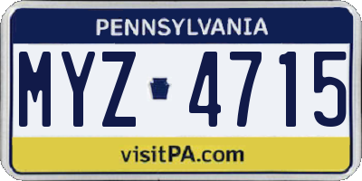 PA license plate MYZ4715
