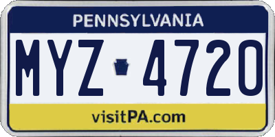 PA license plate MYZ4720