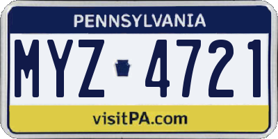 PA license plate MYZ4721
