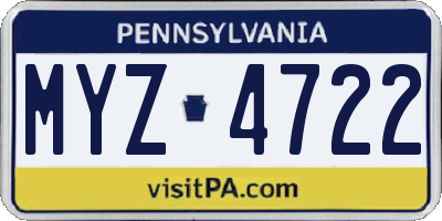 PA license plate MYZ4722