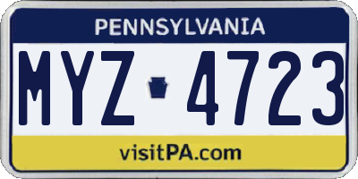 PA license plate MYZ4723