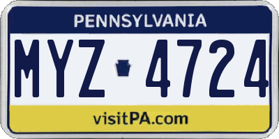 PA license plate MYZ4724