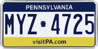 PA license plate MYZ4725