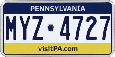 PA license plate MYZ4727