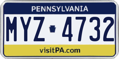 PA license plate MYZ4732