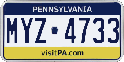 PA license plate MYZ4733