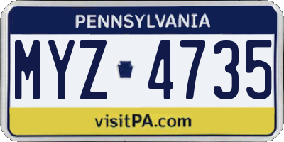 PA license plate MYZ4735