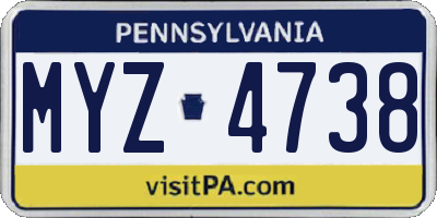 PA license plate MYZ4738