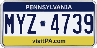 PA license plate MYZ4739