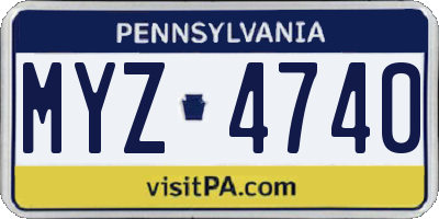 PA license plate MYZ4740