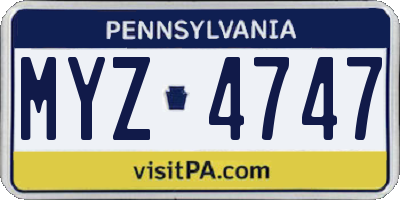 PA license plate MYZ4747
