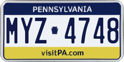 PA license plate MYZ4748