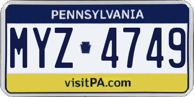 PA license plate MYZ4749