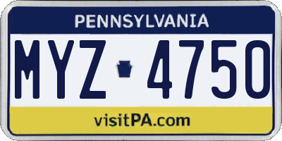 PA license plate MYZ4750