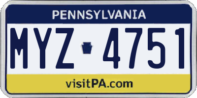 PA license plate MYZ4751