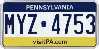 PA license plate MYZ4753