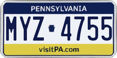 PA license plate MYZ4755
