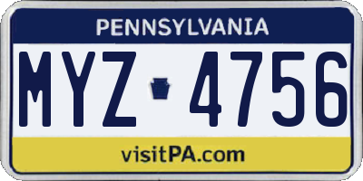 PA license plate MYZ4756