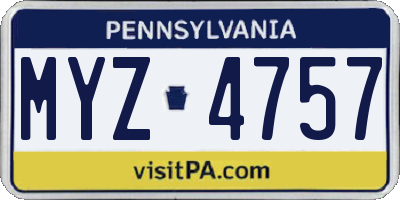 PA license plate MYZ4757