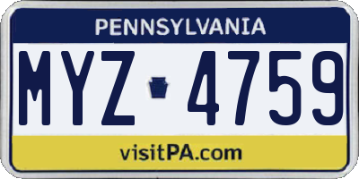 PA license plate MYZ4759