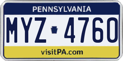 PA license plate MYZ4760