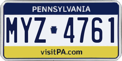 PA license plate MYZ4761