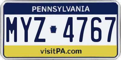 PA license plate MYZ4767