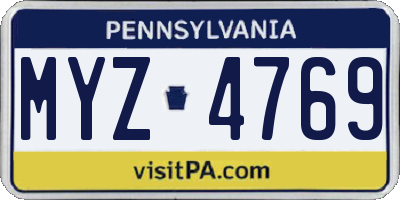 PA license plate MYZ4769