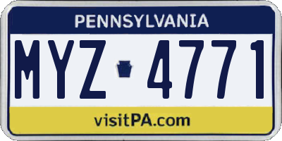 PA license plate MYZ4771