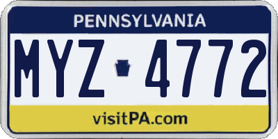 PA license plate MYZ4772