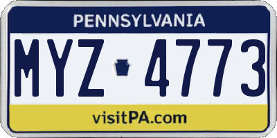 PA license plate MYZ4773