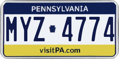 PA license plate MYZ4774
