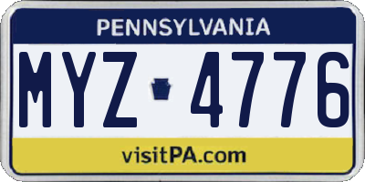 PA license plate MYZ4776