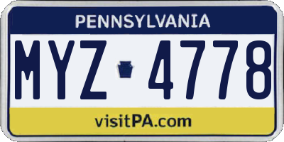 PA license plate MYZ4778