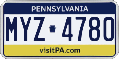 PA license plate MYZ4780