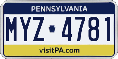PA license plate MYZ4781