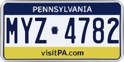 PA license plate MYZ4782