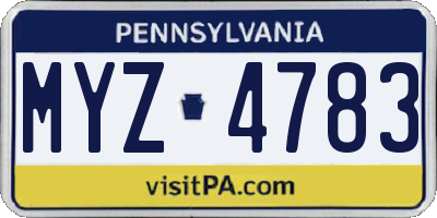 PA license plate MYZ4783