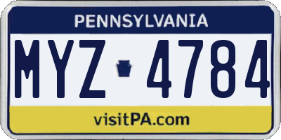 PA license plate MYZ4784