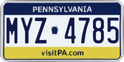 PA license plate MYZ4785