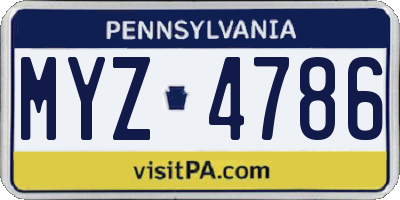 PA license plate MYZ4786