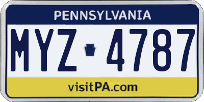 PA license plate MYZ4787