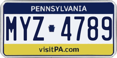PA license plate MYZ4789