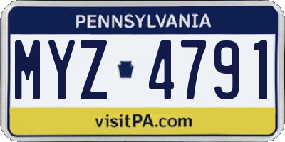 PA license plate MYZ4791