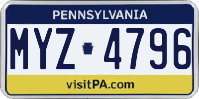 PA license plate MYZ4796